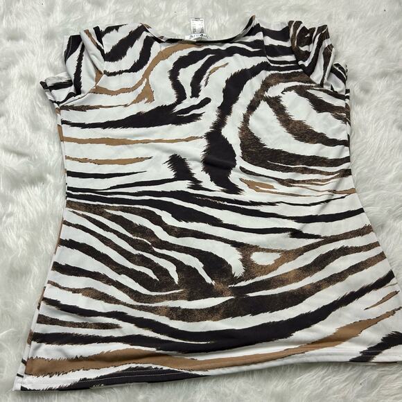 Tiger print shortsleeve blouse with square neckline size XL - Picture 3 of 3